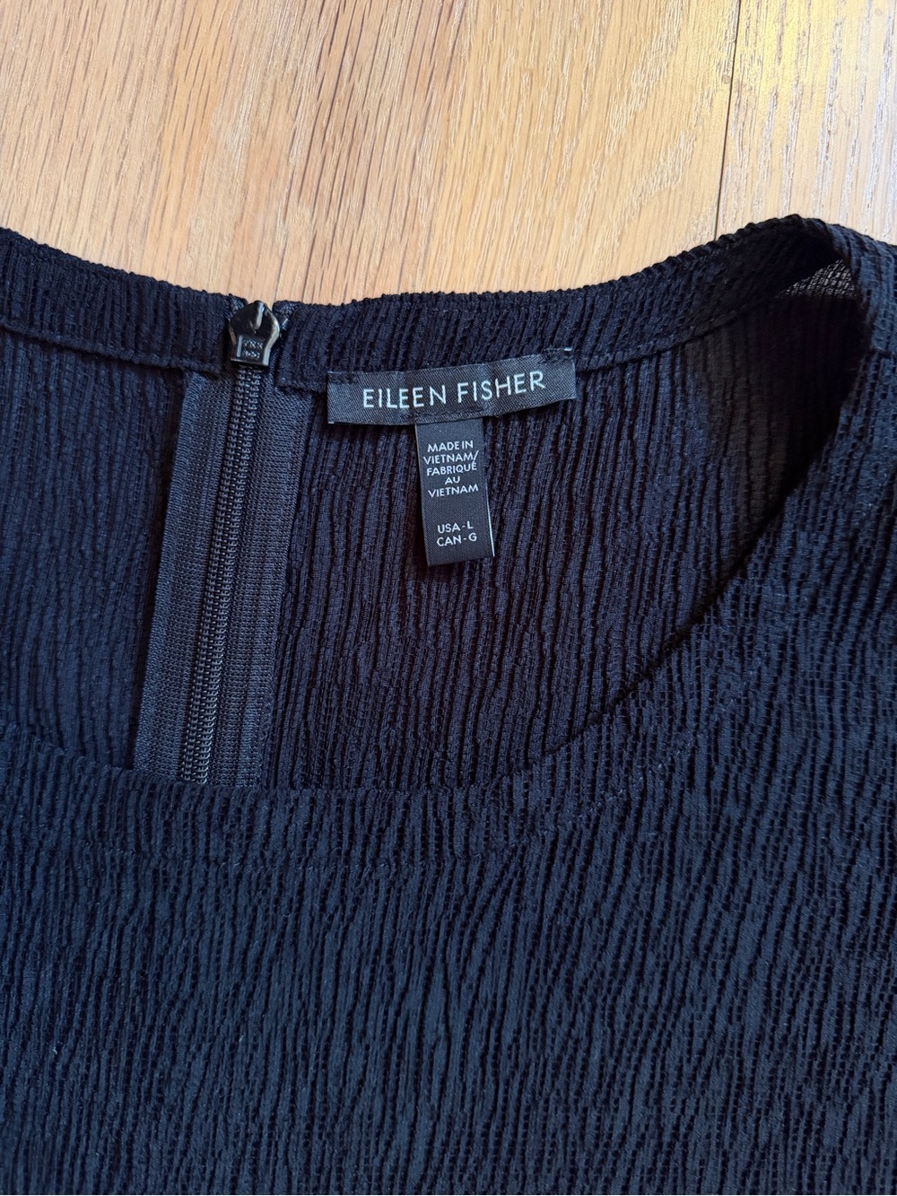 Eileen Fisher - Tencel Woven Plisse Black Wide-Leg Jumpsuit - Picture 9 of 13